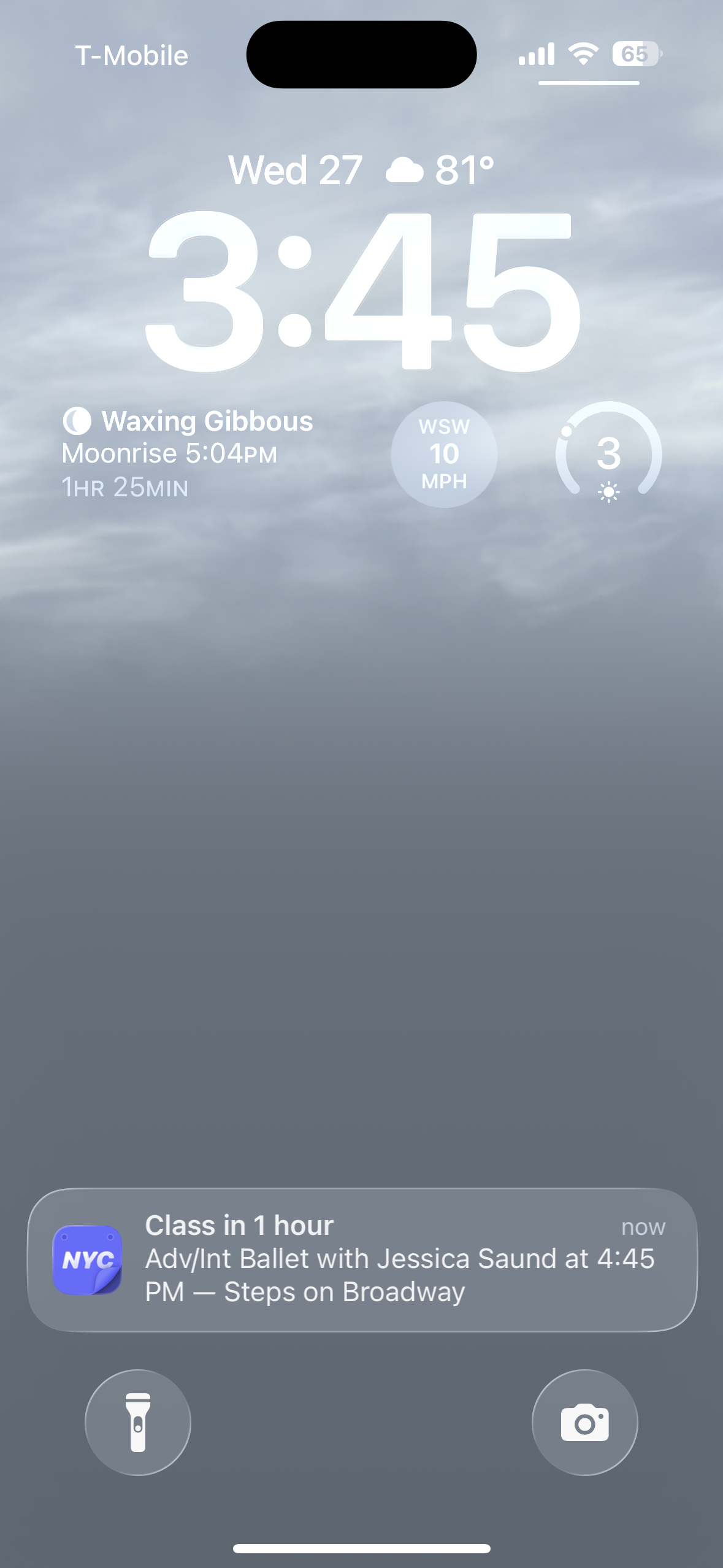 NYC Dance notifications screen